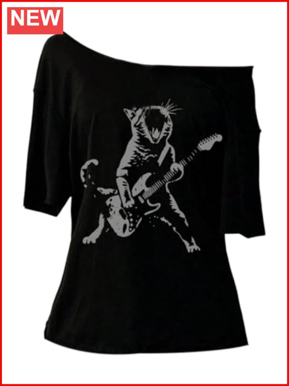 Off Shoulder Gothic Graphic Tee Short Sleeve Fitted Y2K Top